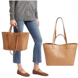 Madewell Medium Essentials Leather East West Tote Bag Carved Wood Tan